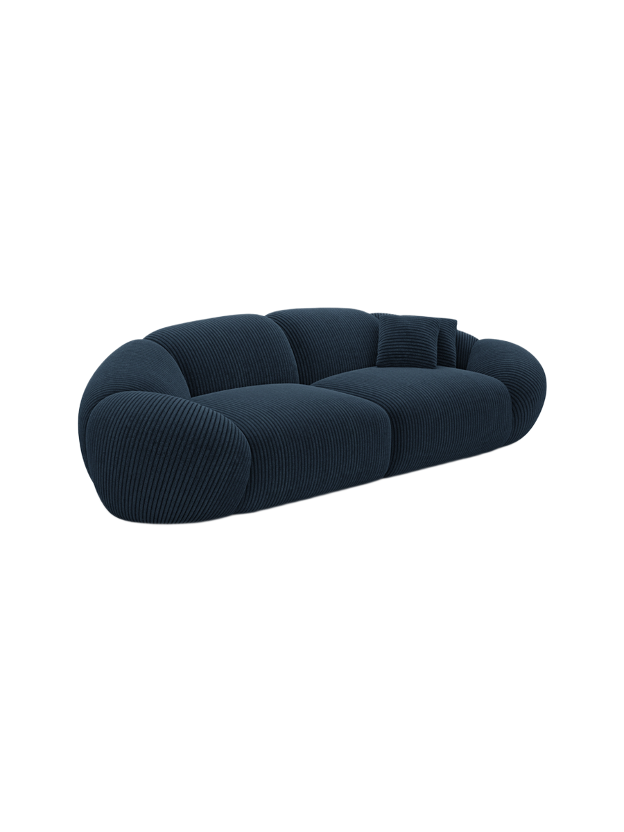 
3-Sitzer Design Sofa „Arden“, Cordsamt - Cordsamt Dunkelblau