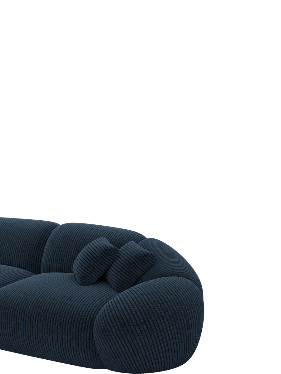 
3-Sitzer Design Sofa „Arden“, Cordsamt - Cordsamt Dunkelblau
