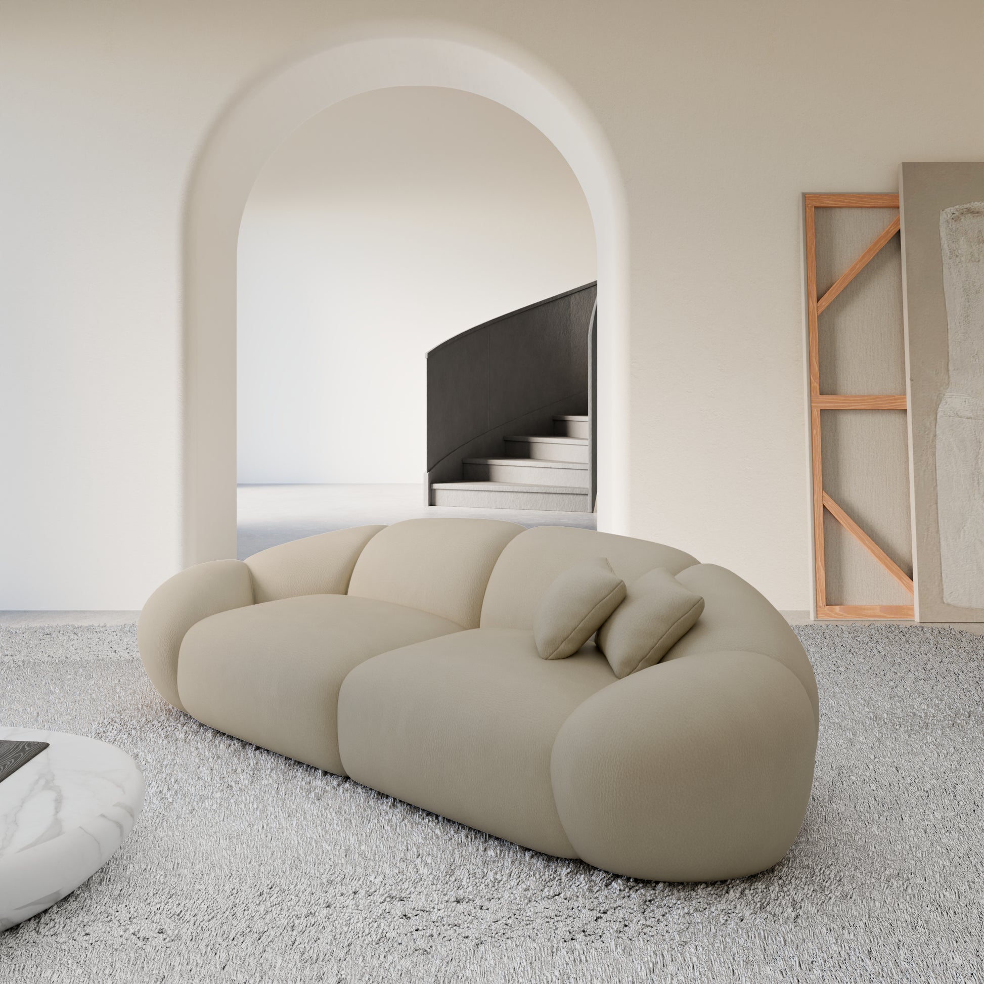 
3-Sitzer Design Echtleder Sofa „Arden“ - Echtleder Beige