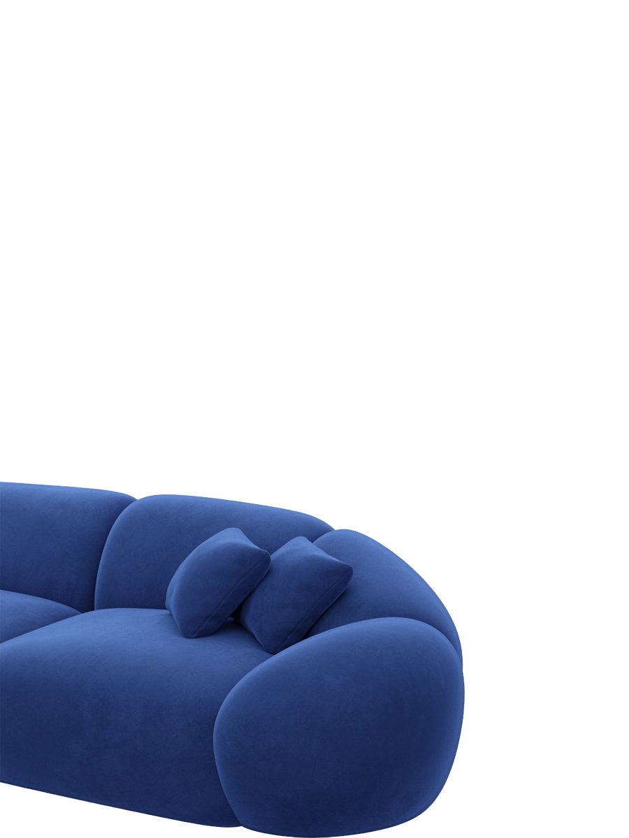
3-Sitzer Design Sofa „Arden“ mit Samtbezug - Samtbezug Königsblau