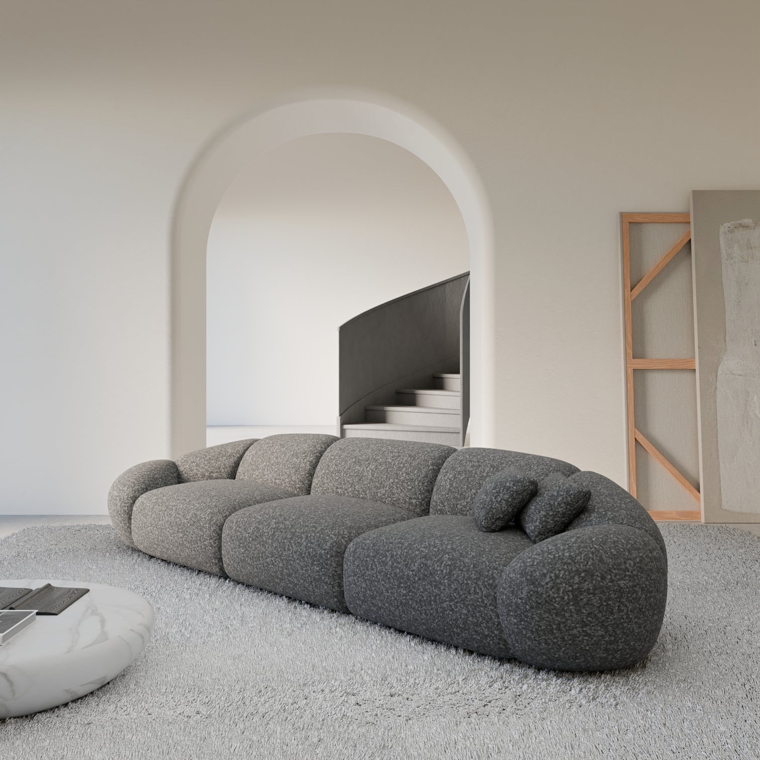 
4-seat designer sofa “Arden” with bouclé upholstery - Bouclé Graphite