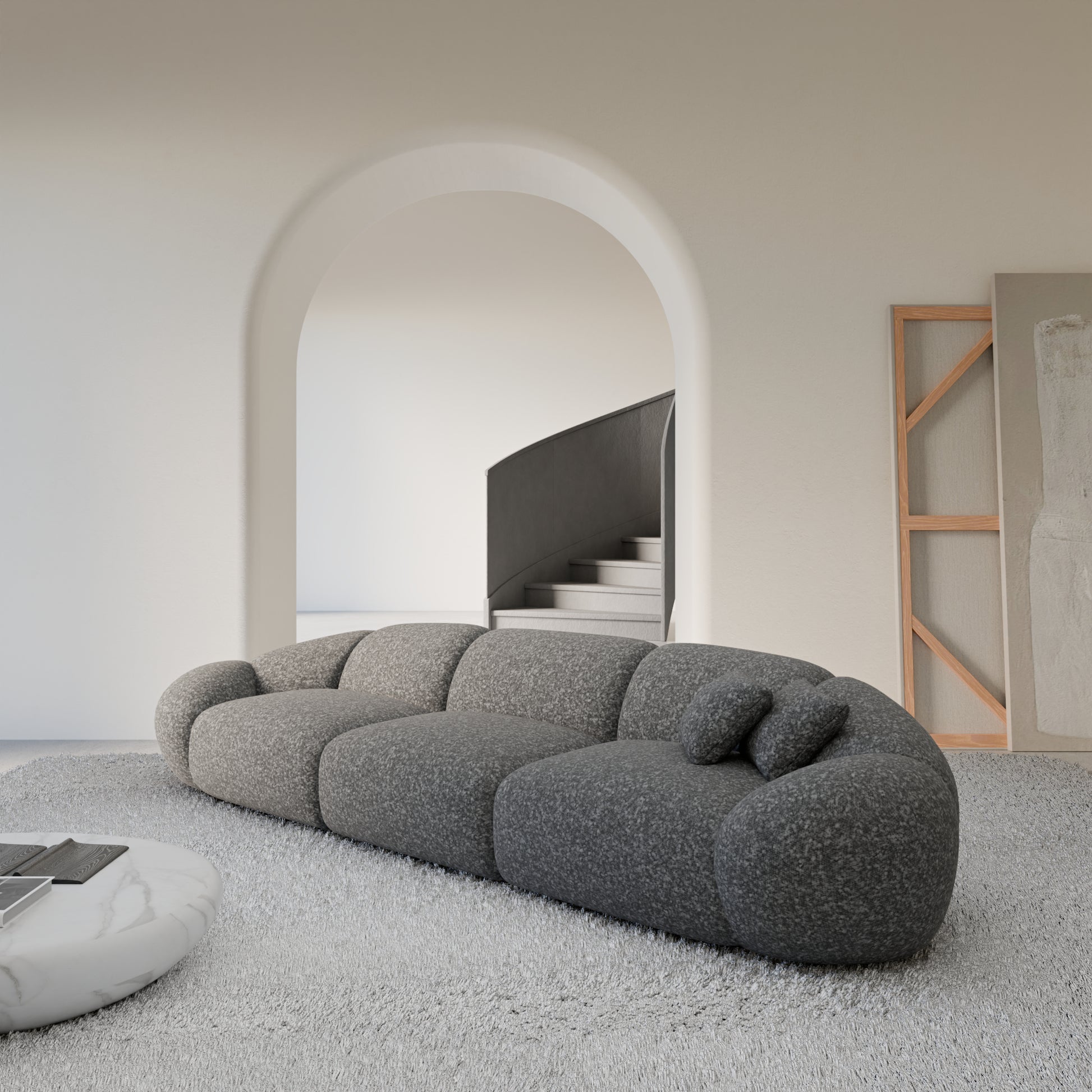 
4-Sitzer Design Sofa „Arden“ mit Bouclé-Bezug - Bouclé Graphit