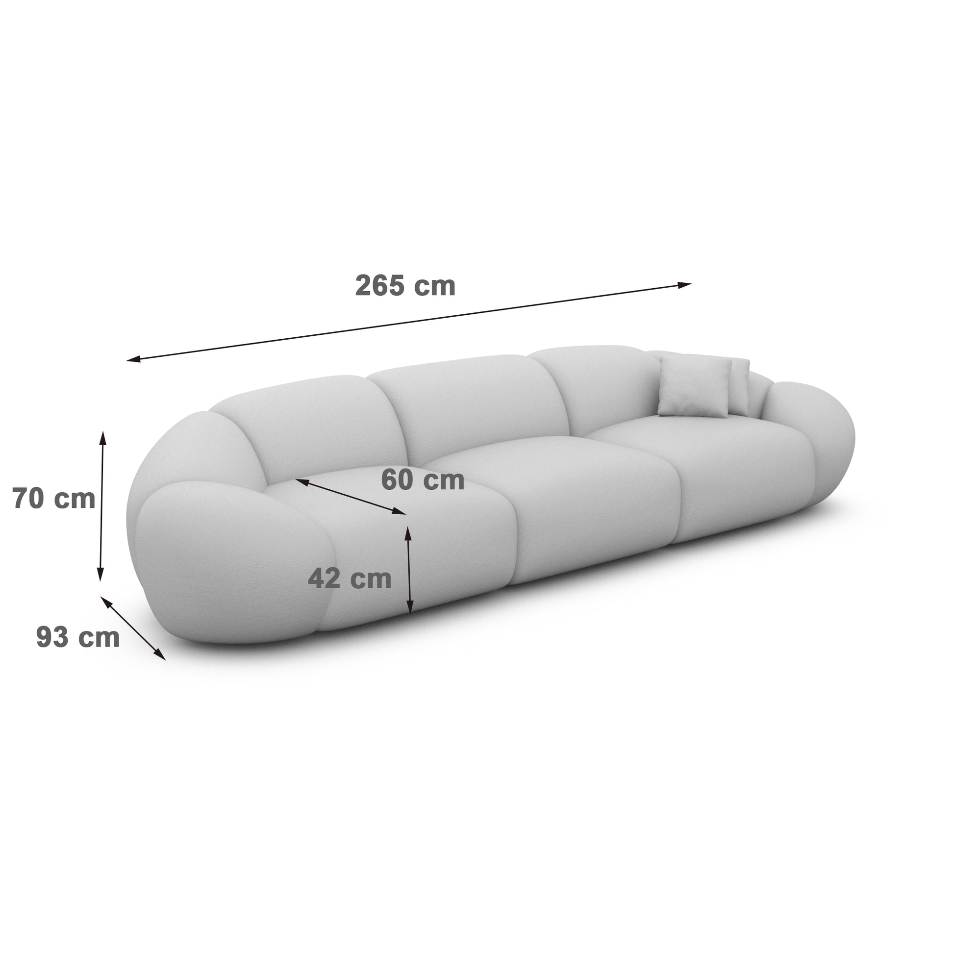 
4-Sitzer Design Sofa „Arden“ mit Bouclé-Bezug - Bouclé Graphit
