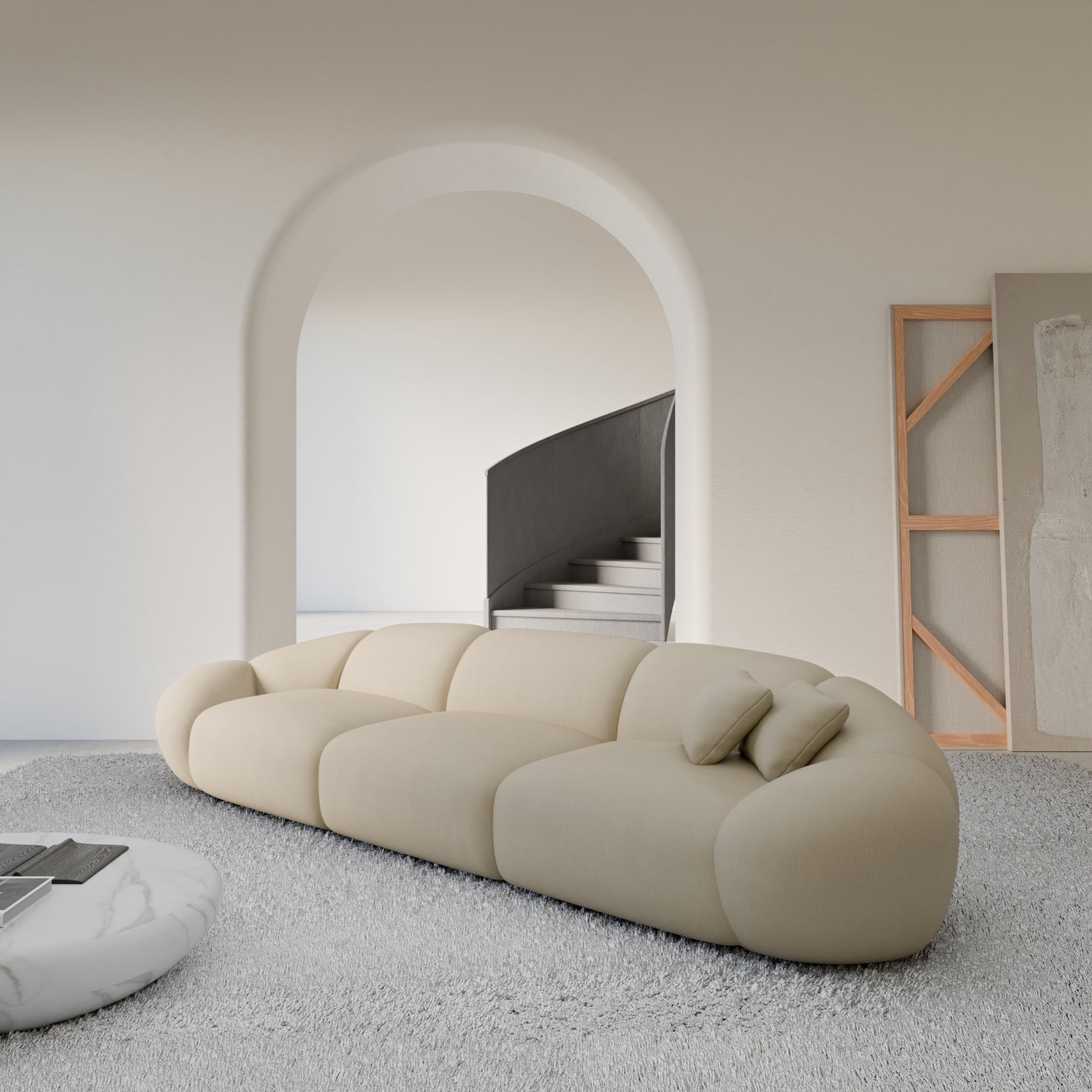 
4-seat designer genuine leather sofa “Arden” - Genuine leather Beige