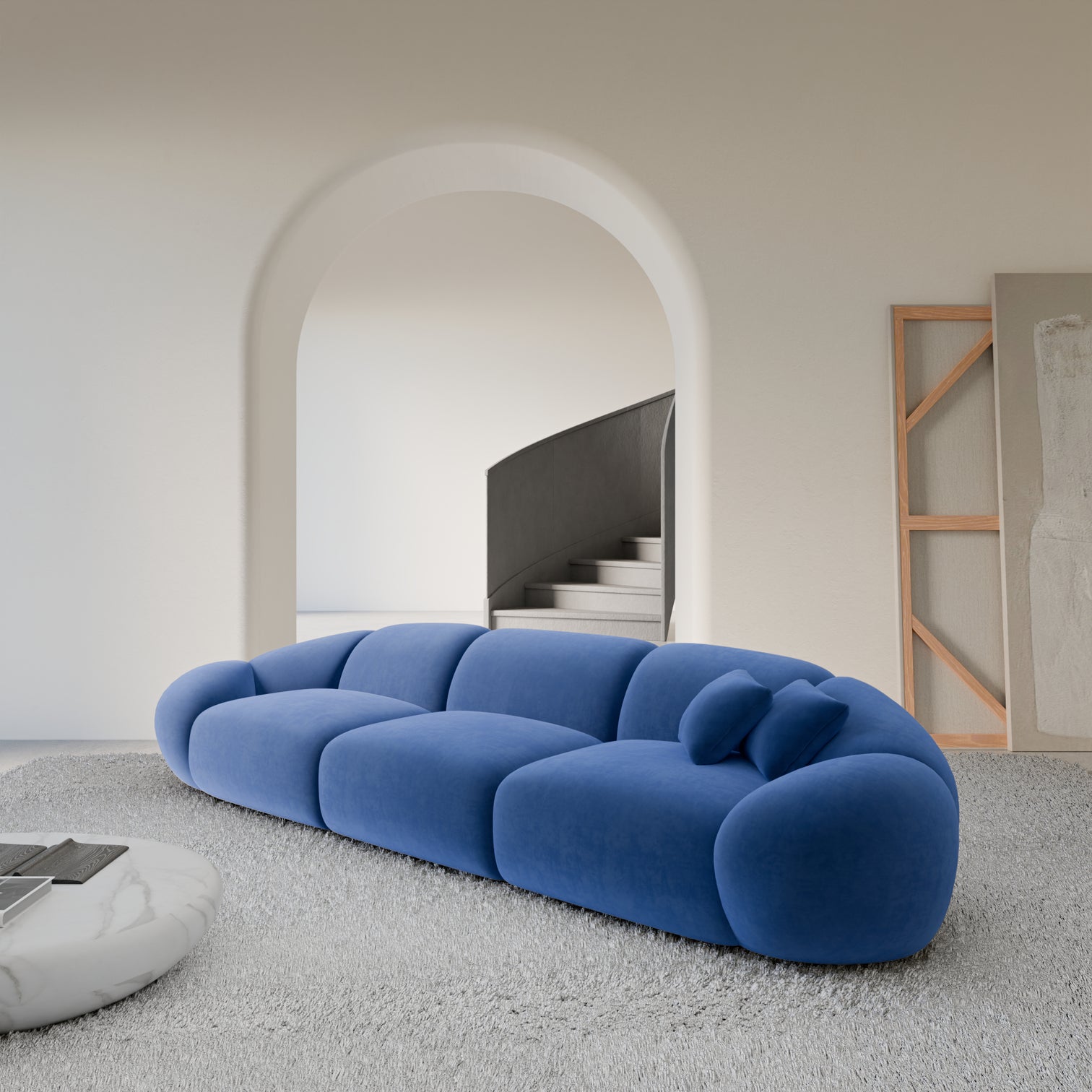 
4-seater designer sofa “Arden” with velvet upholstery - Velvet cover Royal Blue