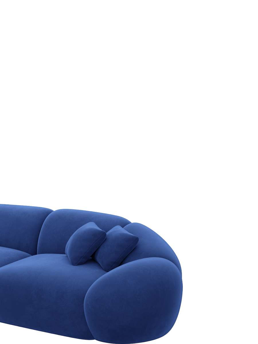 
4-Sitzer Design Sofa „Arden“ mit Samtbezug - Samtbezug Königsblau
