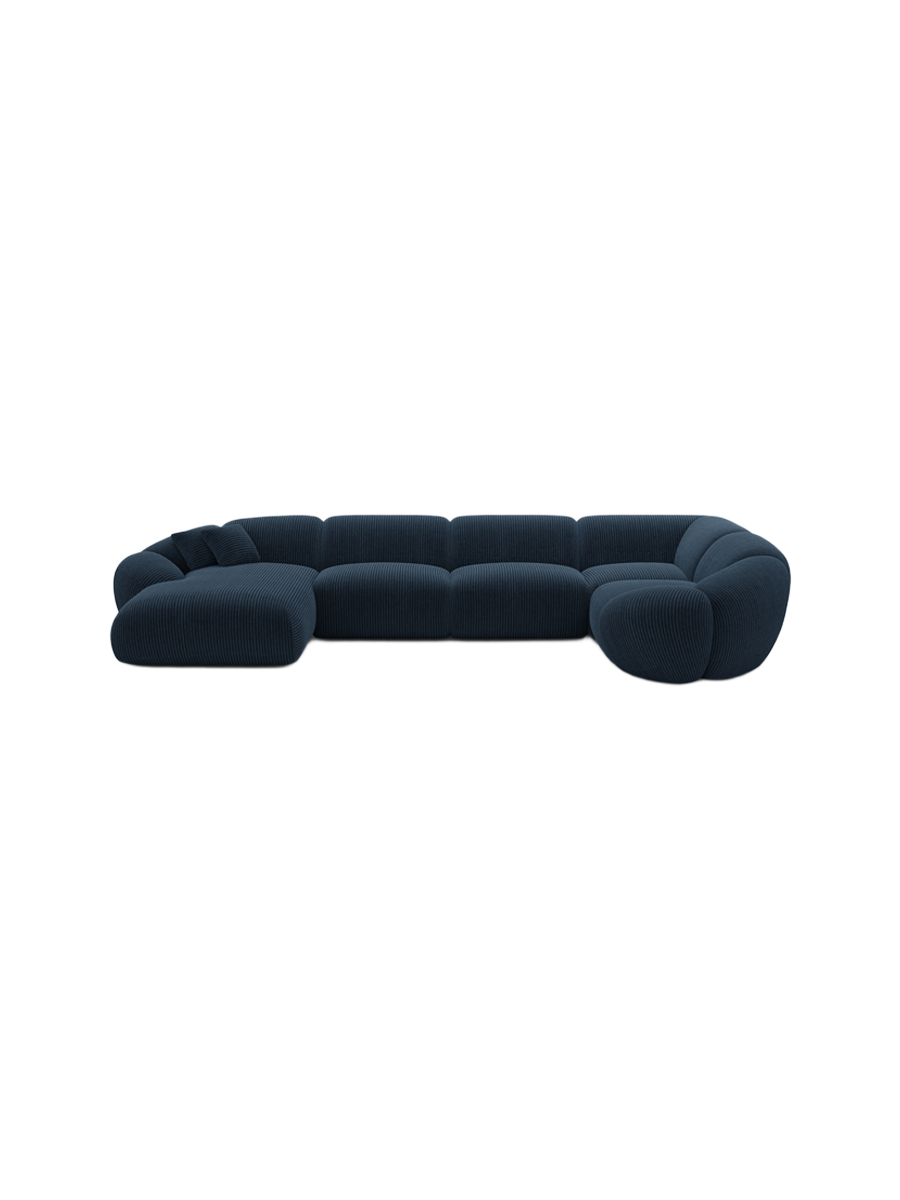 
6-Sitzer Design Panorama-Sofa „Arden XL“, Cordsamt - Cordsamt Dunkelblau / Lange Seite links