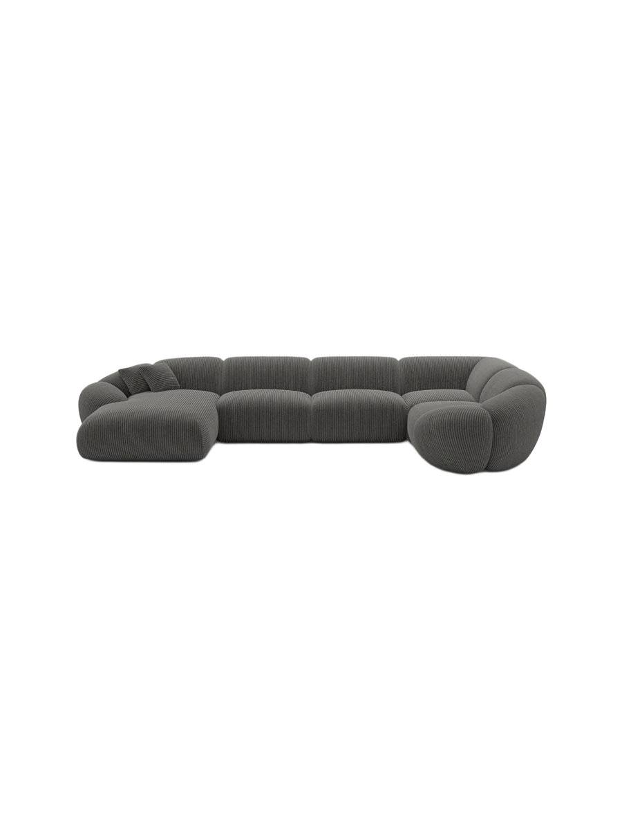 
6-Sitzer Design Panorama-Sofa „Arden XL“, Cordsamt - Cordsamt Dunkelblau / Lange Seite links