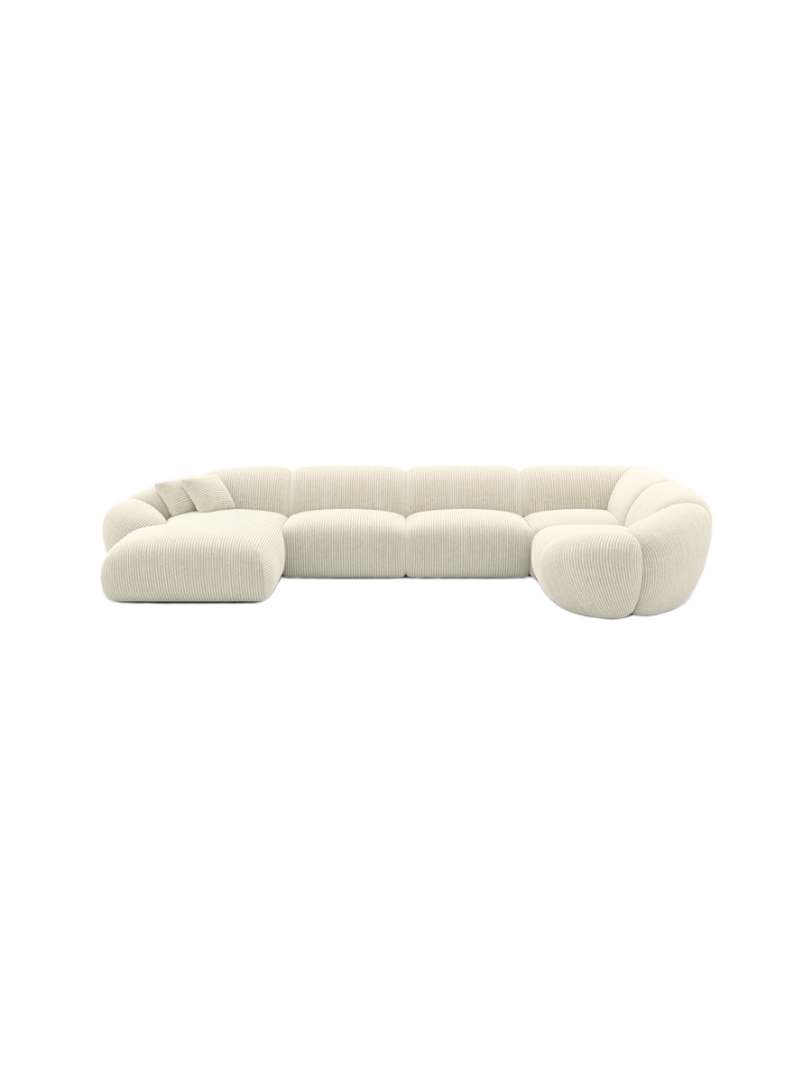 
6-Sitzer Design Panorama-Sofa „Arden XL“, Cordsamt - Cordsamt Dunkelblau / Lange Seite links