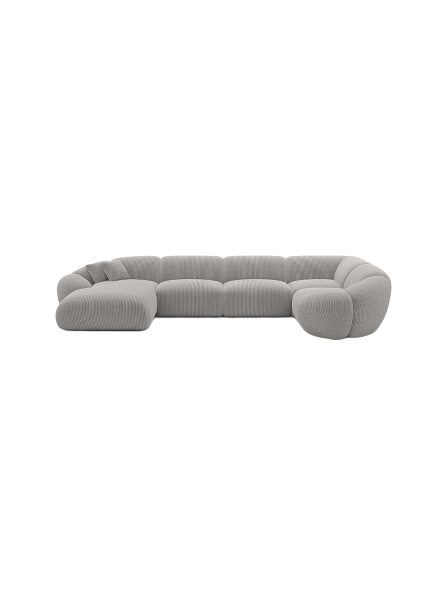 
6-Sitzer Design Panorama-Sofa „Arden XL“, Cordsamt - Cordsamt Dunkelblau / Lange Seite links