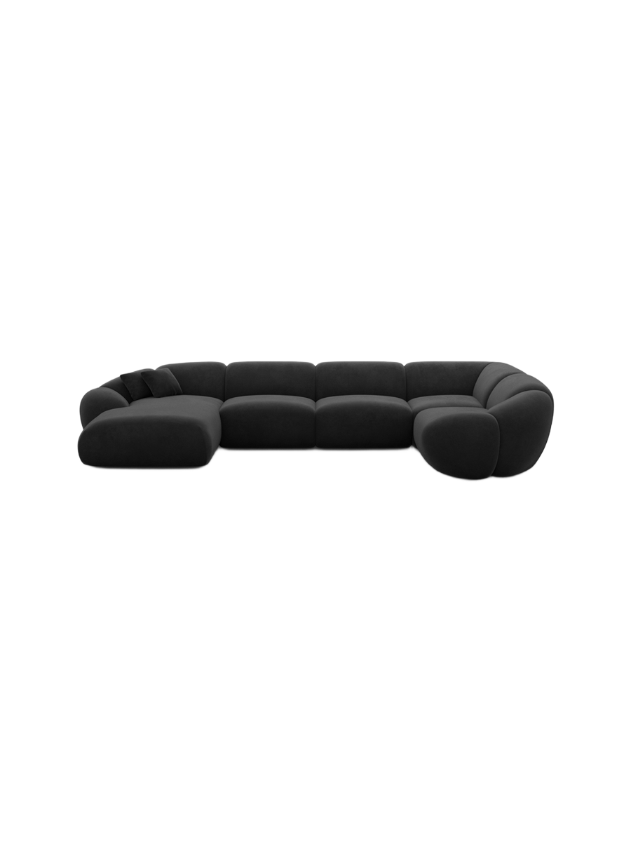 
6-Sitzer Design Panorama-Sofa „Arden XL“ mit Samtbezug - Samtbezug Königsblau / Lange Seite links