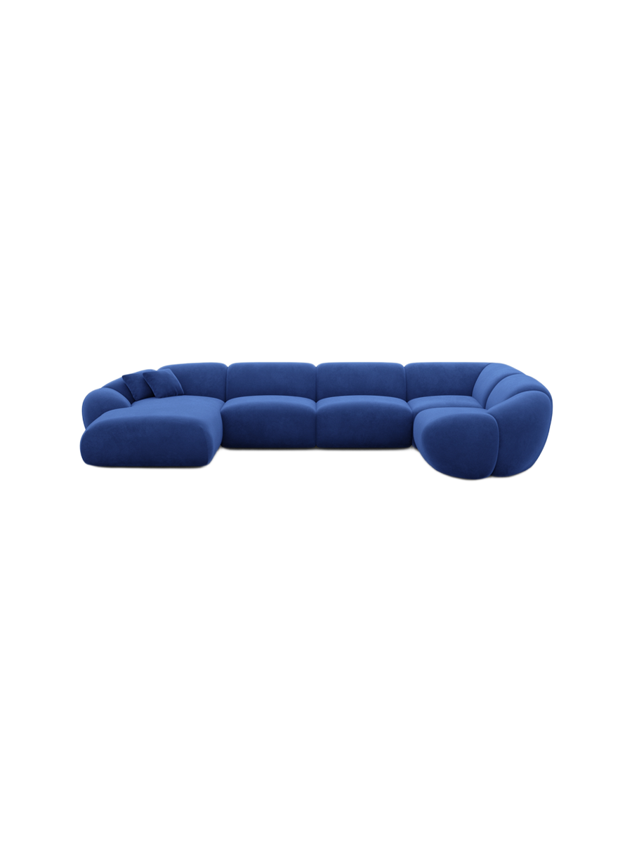 
6-Sitzer Design Panorama-Sofa „Arden XL“ mit Samtbezug - Samtbezug Königsblau / Lange Seite links