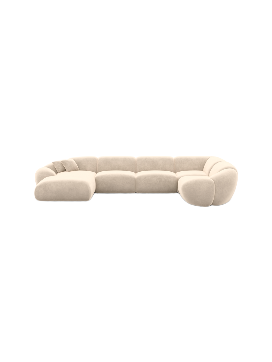 
6-Sitzer Design Panorama-Sofa „Arden XL“ mit Samtbezug - Samtbezug Königsblau / Lange Seite links