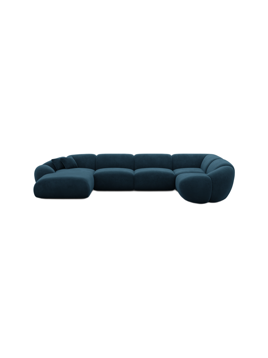 
6-Sitzer Design Panorama-Sofa „Arden XL“ mit Samtbezug - Samtbezug Königsblau / Lange Seite links
