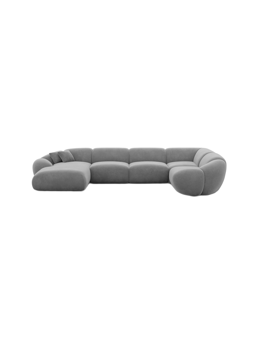 
6-Sitzer Design Panorama-Sofa „Arden XL“ mit Samtbezug - Samtbezug Königsblau / Lange Seite links