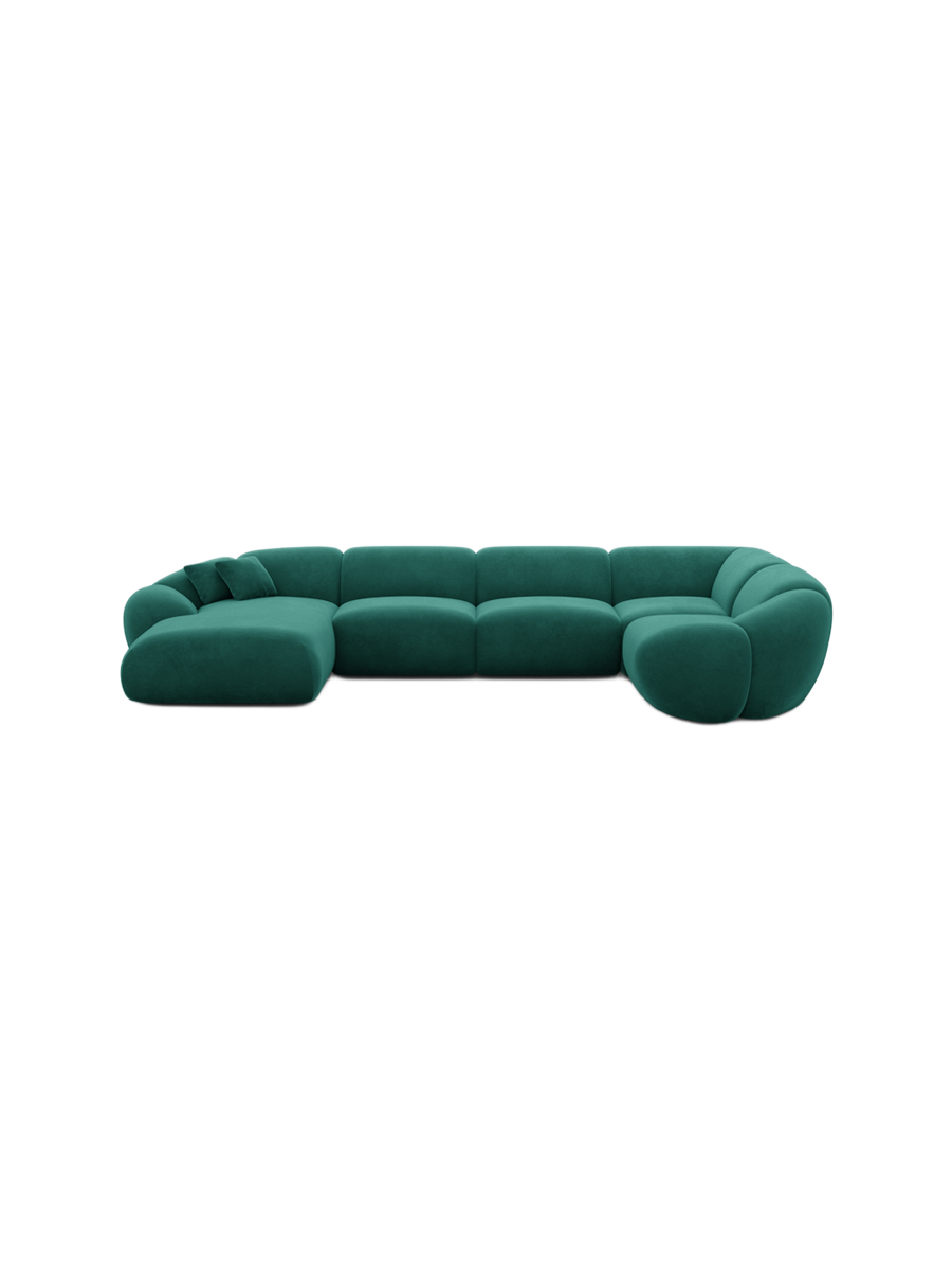 
6-Sitzer Design Panorama-Sofa „Arden XL“ mit Samtbezug - Samtbezug Königsblau / Lange Seite links