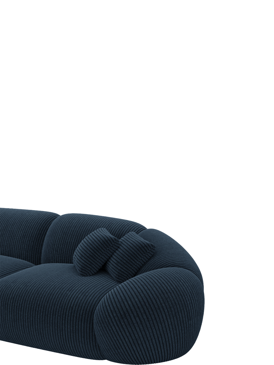 
6-Sitzer Design Panorama-Sofa „Arden XL“, Cordsamt - Cordsamt Dunkelblau / Lange Seite links
