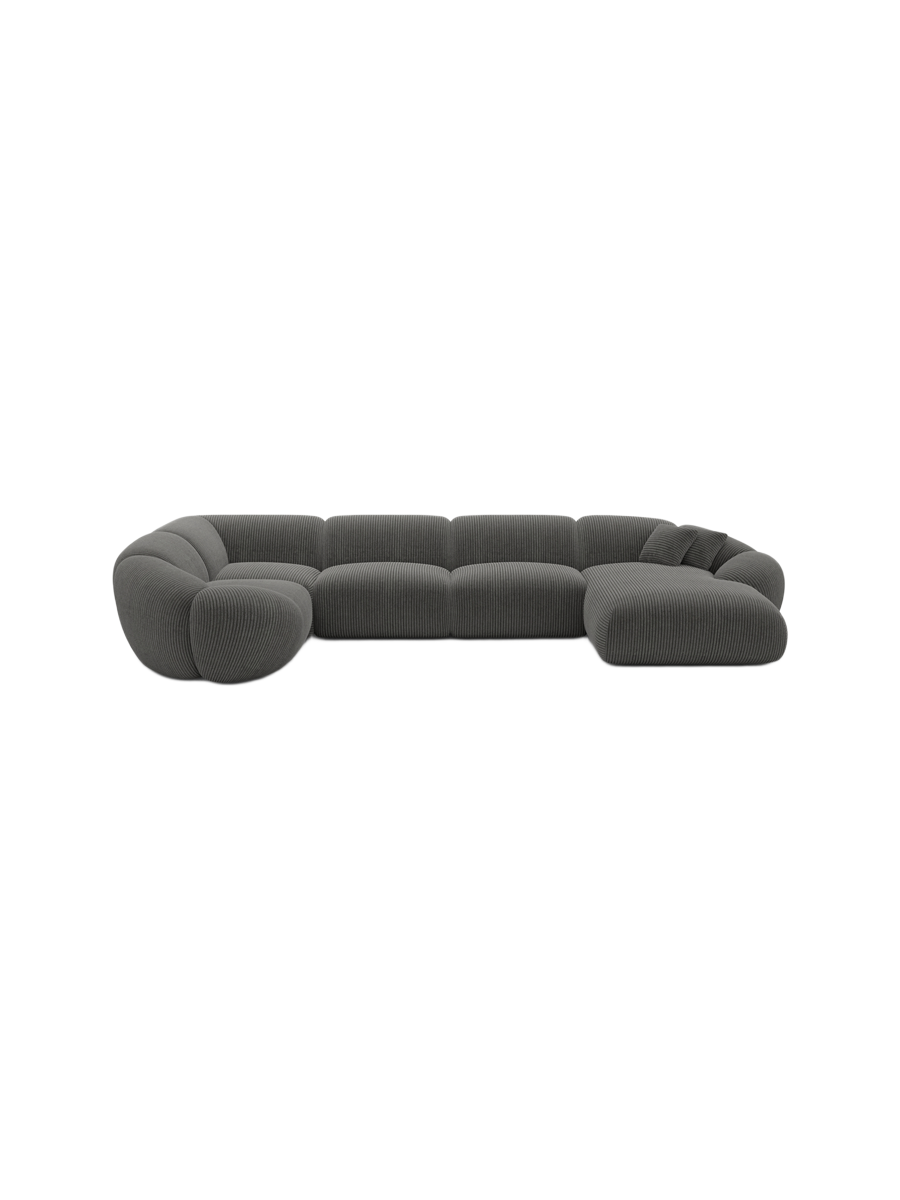
6-Sitzer Design Panorama-Sofa „Arden XL“, Cordsamt - Cordsamt Dunkelblau / Lange Seite links