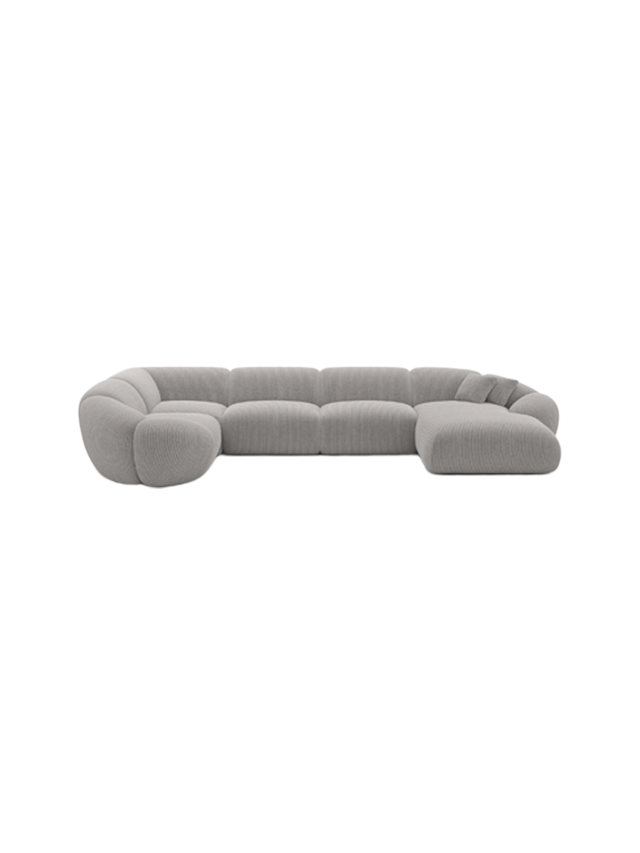 
6-Sitzer Design Panorama-Sofa „Arden XL“, Cordsamt - Cordsamt Dunkelblau / Lange Seite links