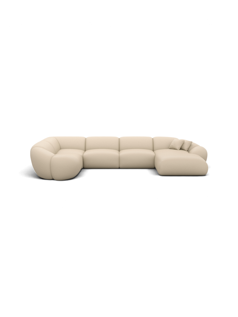 
6-Sitzer Design Echtleder Panorama-Sofa „Arden XL“ - Echtleder Beige / Lange Seite links