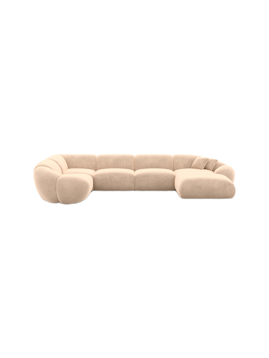
6-Sitzer Design Panorama-Sofa „Arden XL“ mit Samtbezug - Samtbezug Königsblau / Lange Seite links