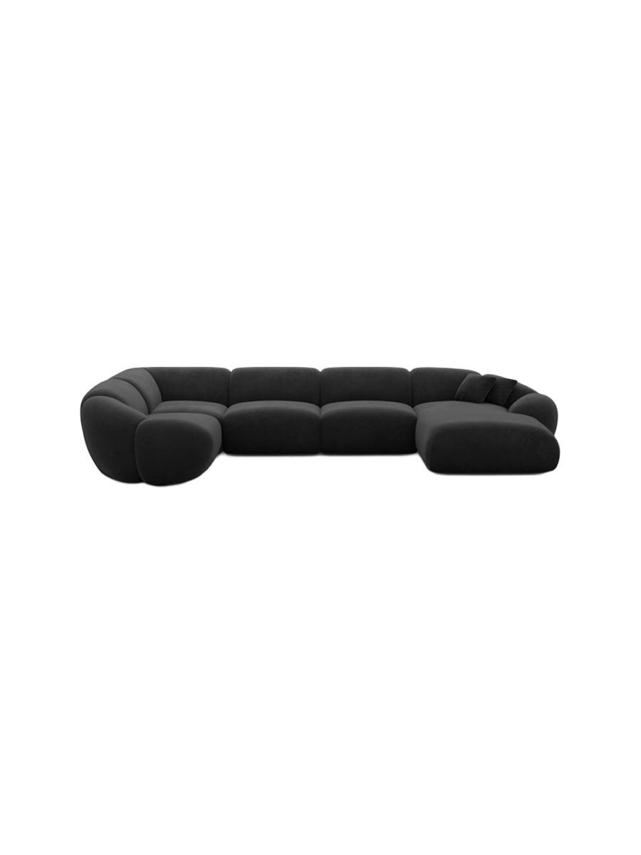 
6-Sitzer Design Panorama-Sofa „Arden XL“ mit Samtbezug - Samtbezug Königsblau / Lange Seite links