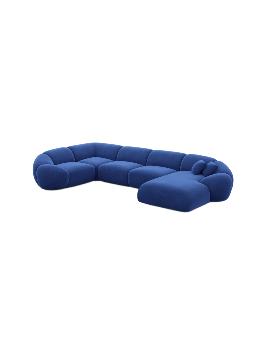 
6-Sitzer Design Panorama-Sofa „Arden XL“ mit Samtbezug - Samtbezug Königsblau / Lange Seite links