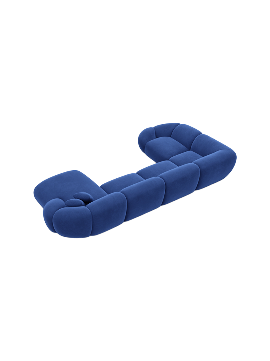
6-Sitzer Design Panorama-Sofa „Arden XL“ mit Samtbezug - Samtbezug Königsblau / Lange Seite links