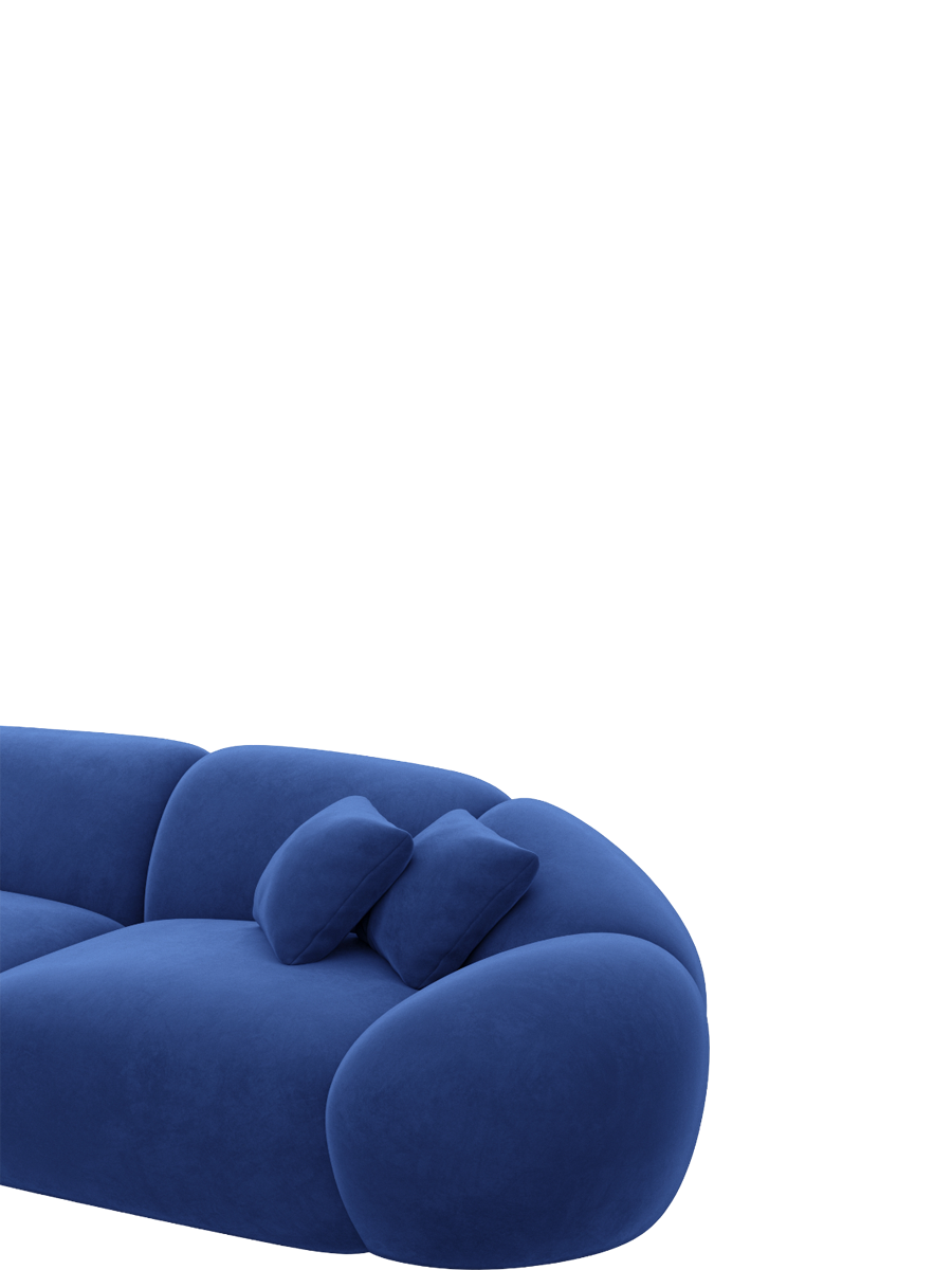 
6-Sitzer Design Panorama-Sofa „Arden XL“ mit Samtbezug - Samtbezug Königsblau / Lange Seite links