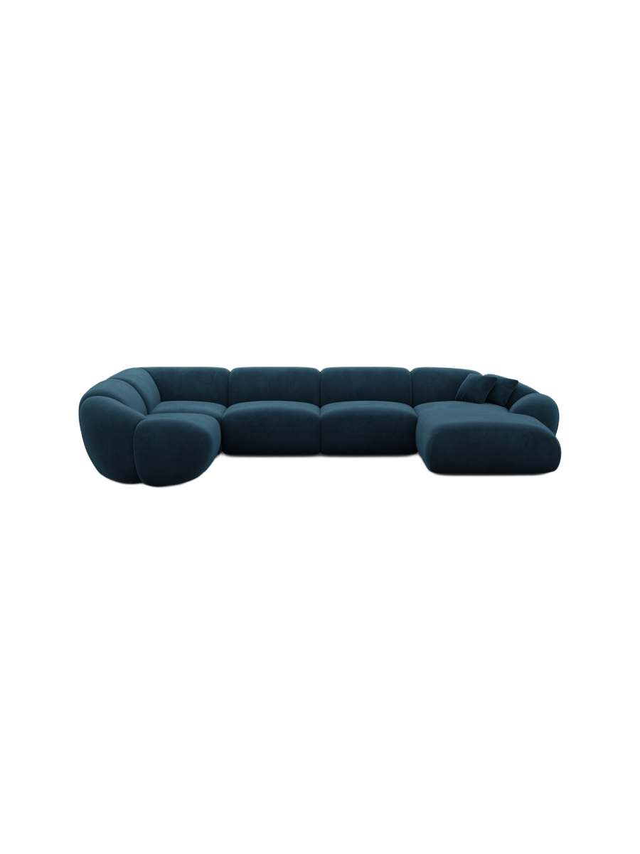 
6-Sitzer Design Panorama-Sofa „Arden XL“ mit Samtbezug - Samtbezug Königsblau / Lange Seite links