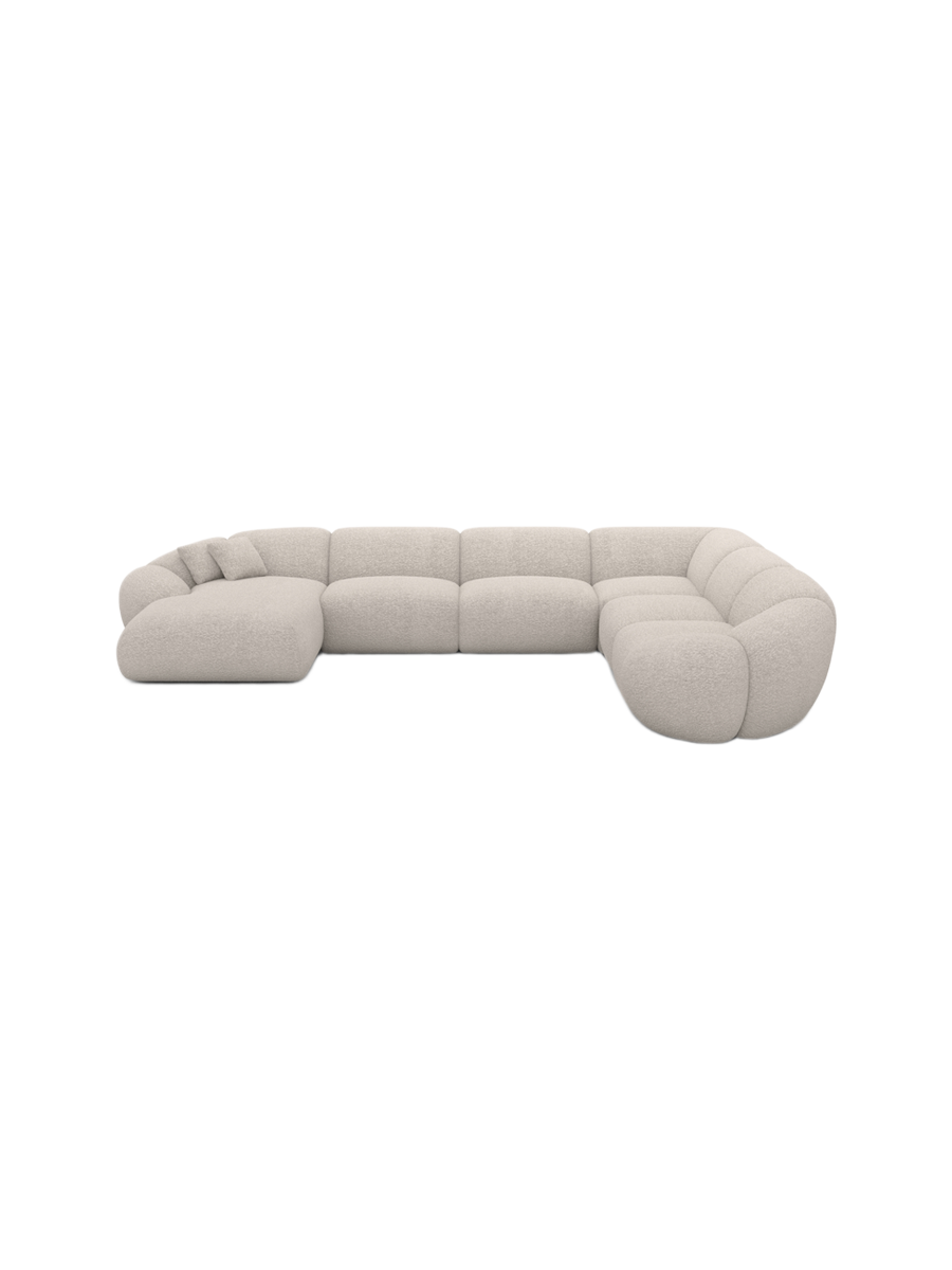 
7-Sitzer Design Panorama-Sofa „Arden XXL“ mit Bouclé-Bezug - Bouclé Graphit / Lange Seite links