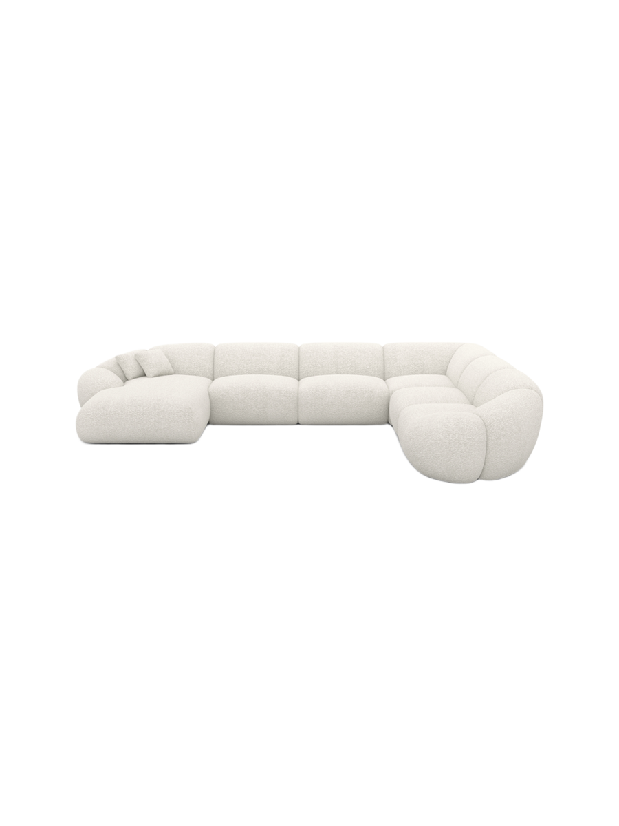 
7-Sitzer Design Panorama-Sofa „Arden XXL“ mit Bouclé-Bezug - Bouclé Graphit / Lange Seite links