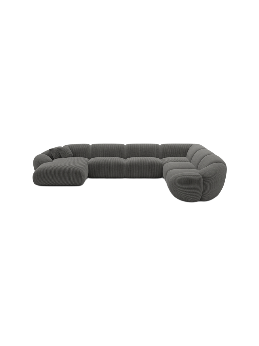 
7-Sitzer Design Panorama-Sofa „Arden XXL“, Cordsamt - Cordsamt Dunkelblau / Lange Seite links