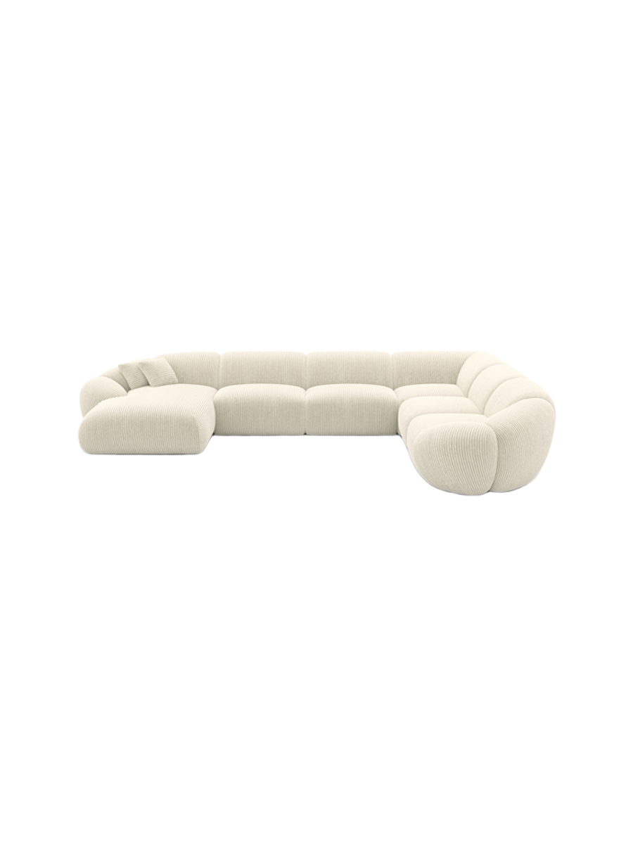 
7-Sitzer Design Panorama-Sofa „Arden XXL“, Cordsamt - Cordsamt Dunkelblau / Lange Seite links