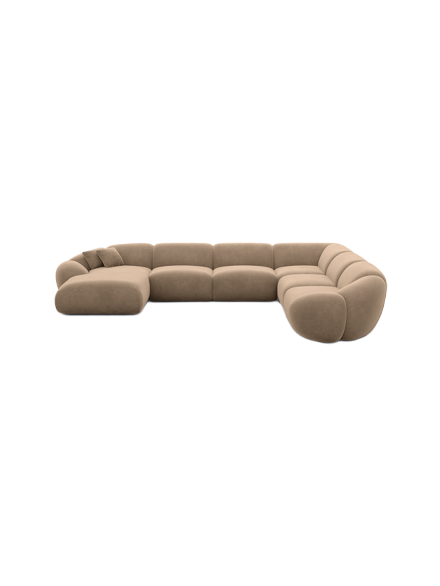 
7-Sitzer Design Panorama-Sofa „Arden XXL“ mit Samtbezug - Samtbezug Königsblau / Lange Seite links