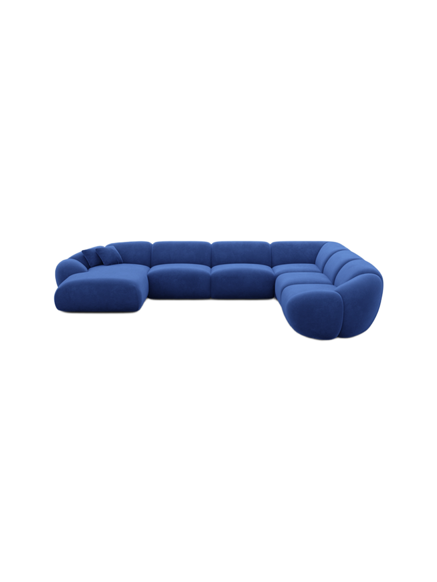 
7-Sitzer Design Panorama-Sofa „Arden XXL“ mit Samtbezug - Samtbezug Königsblau / Lange Seite links