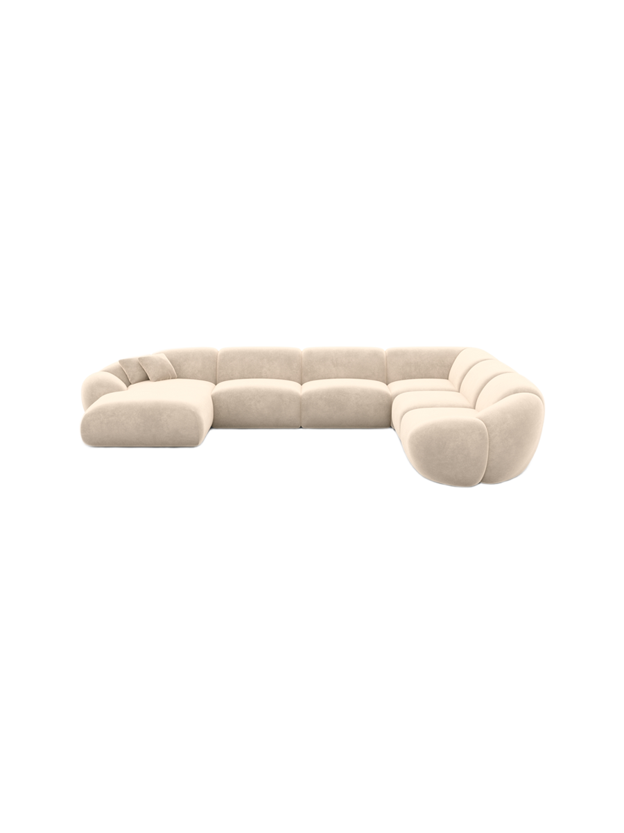 
7-Sitzer Design Panorama-Sofa „Arden XXL“ mit Samtbezug - Samtbezug Königsblau / Lange Seite links