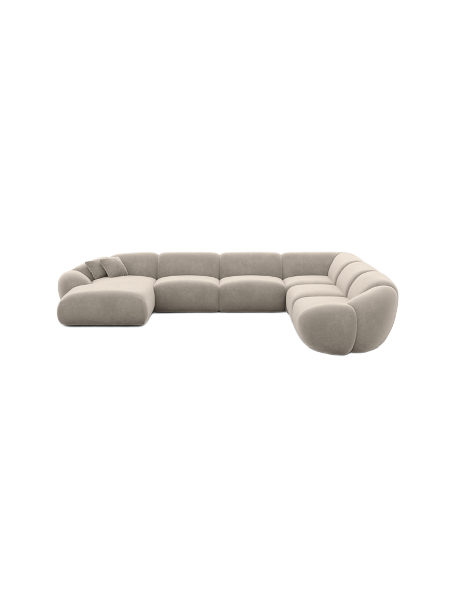 
7-Sitzer Design Panorama-Sofa „Arden XXL“ mit Samtbezug - Samtbezug Königsblau / Lange Seite links