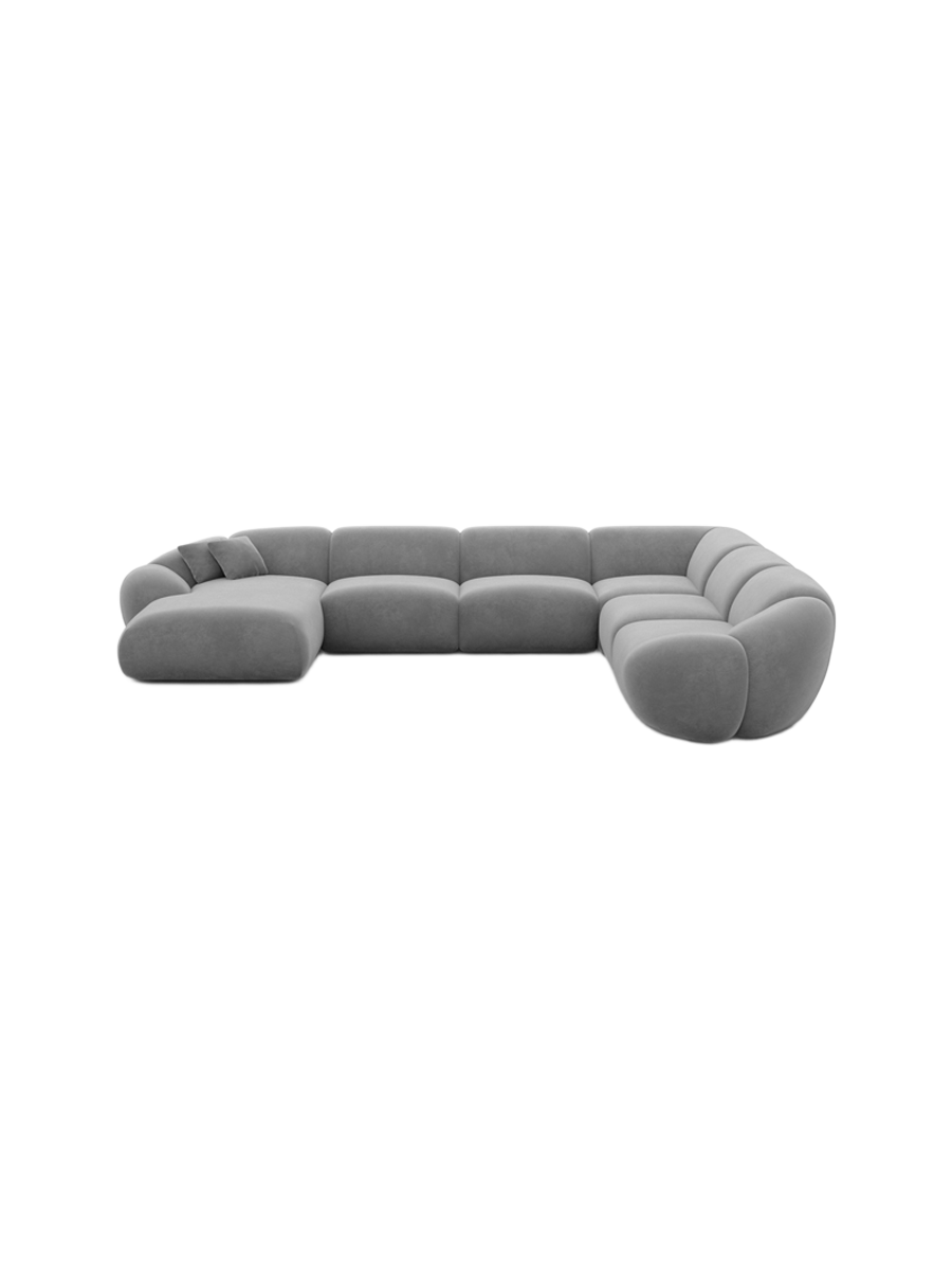 
7-Sitzer Design Panorama-Sofa „Arden XXL“ mit Samtbezug - Samtbezug Königsblau / Lange Seite links