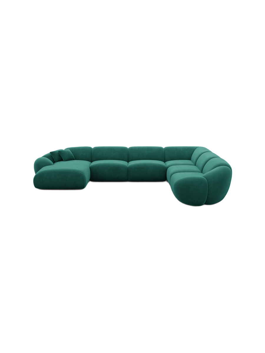 
7-Sitzer Design Panorama-Sofa „Arden XXL“ mit Samtbezug - Samtbezug Königsblau / Lange Seite links