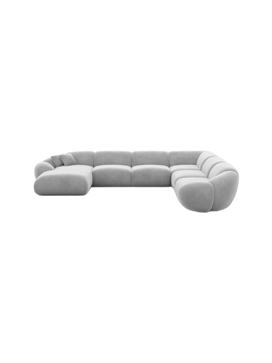 
7-Sitzer Design Panorama-Sofa „Arden XXL“ mit Samtbezug - Samtbezug Königsblau / Lange Seite links