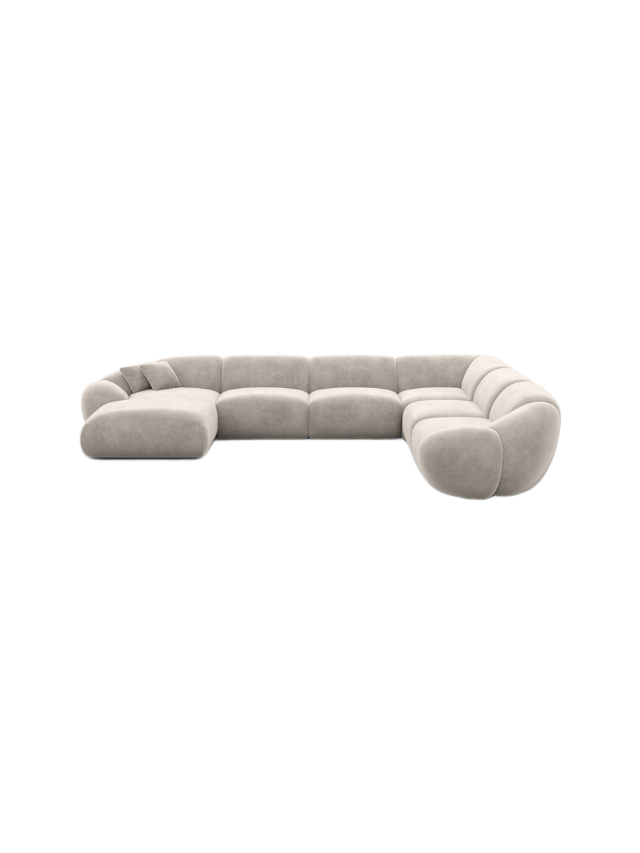 
7-Sitzer Design Panorama-Sofa „Arden XXL“ mit Samtbezug - Samtbezug Königsblau / Lange Seite links