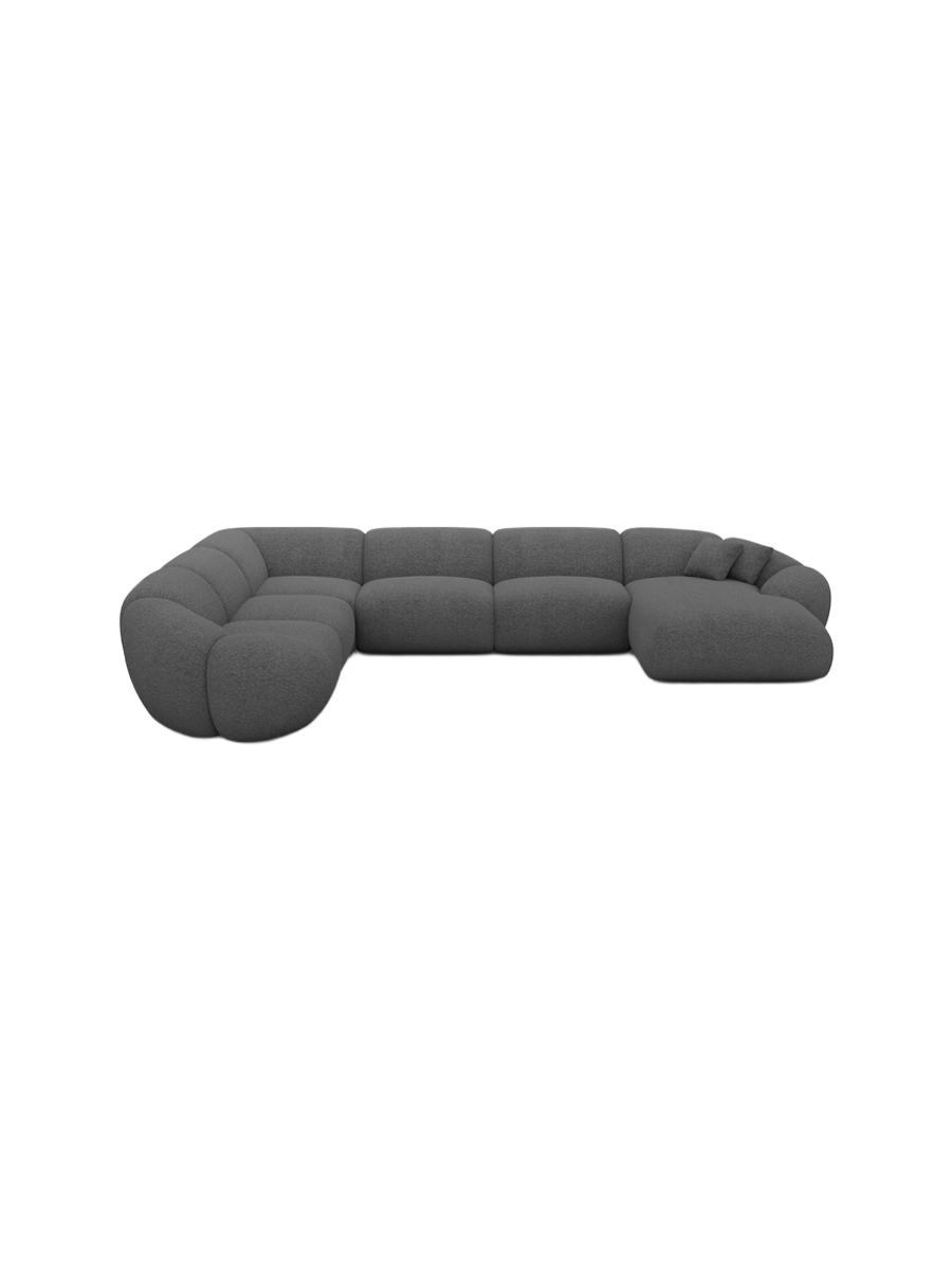 
7-Sitzer Design Panorama-Sofa „Arden XXL“ mit Bouclé-Bezug - Bouclé Graphit / Lange Seite links