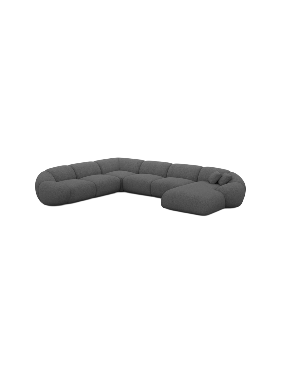 
7-Sitzer Design Panorama-Sofa „Arden XXL“ mit Bouclé-Bezug - Bouclé Graphit / Lange Seite links