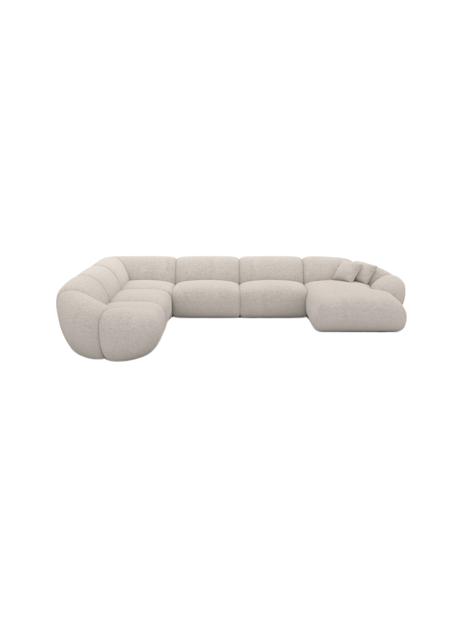 
7-Sitzer Design Panorama-Sofa „Arden XXL“ mit Bouclé-Bezug - Bouclé Graphit / Lange Seite links