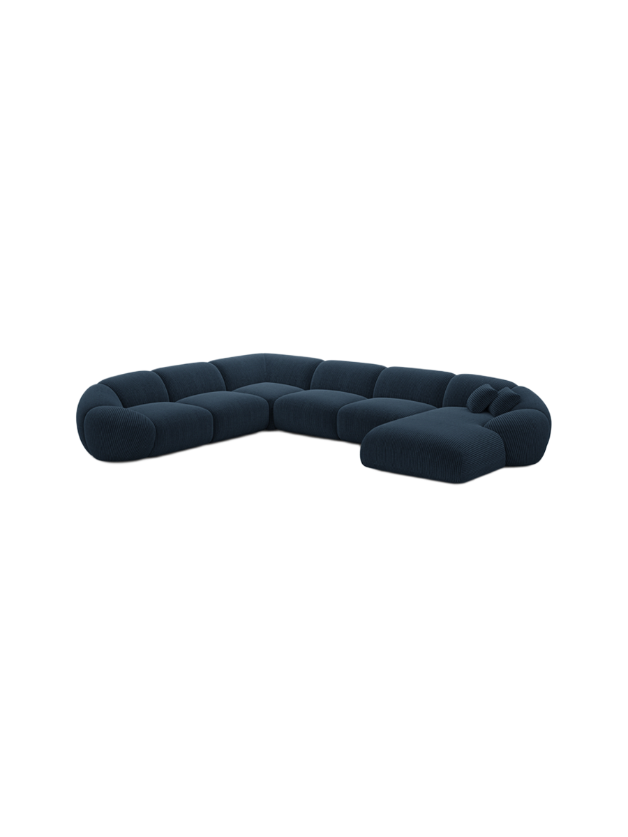 
7-Sitzer Design Panorama-Sofa „Arden XXL“, Cordsamt - Cordsamt Dunkelblau / Lange Seite links