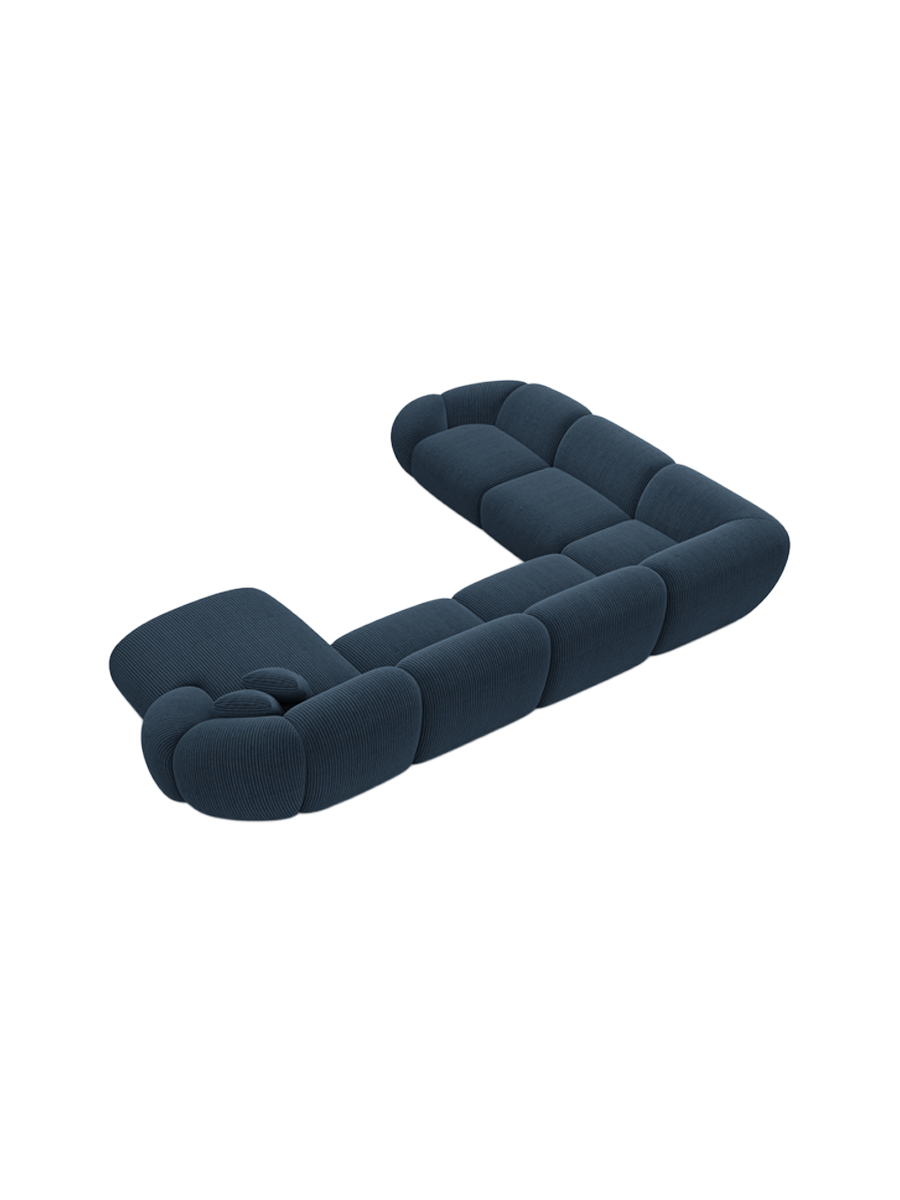 
7-Sitzer Design Panorama-Sofa „Arden XXL“, Cordsamt - Cordsamt Dunkelblau / Lange Seite links