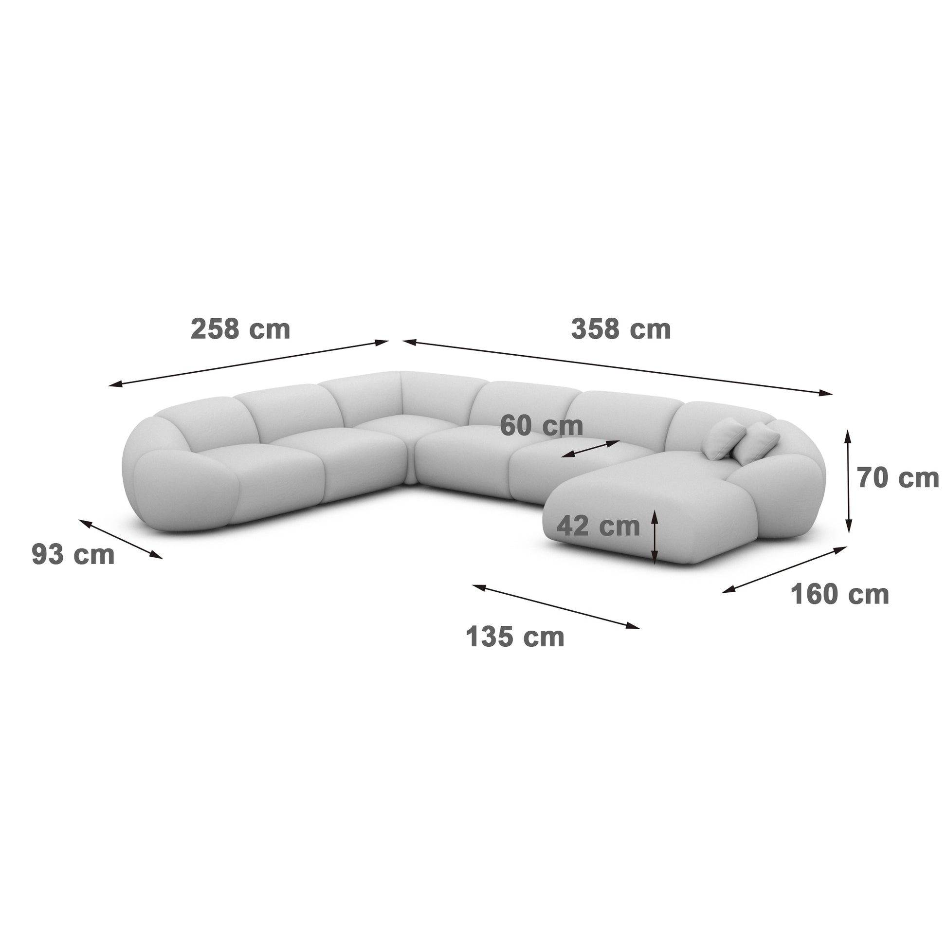 
7-Sitzer Design Panorama-Sofa „Arden XXL“, Cordsamt - Cordsamt Dunkelblau / Lange Seite links
