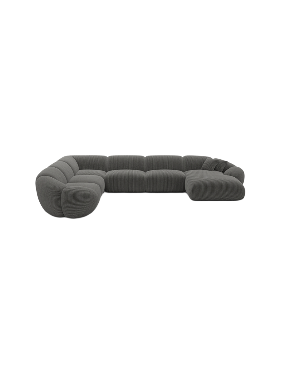 
7-Sitzer Design Panorama-Sofa „Arden XXL“, Cordsamt - Cordsamt Dunkelblau / Lange Seite links