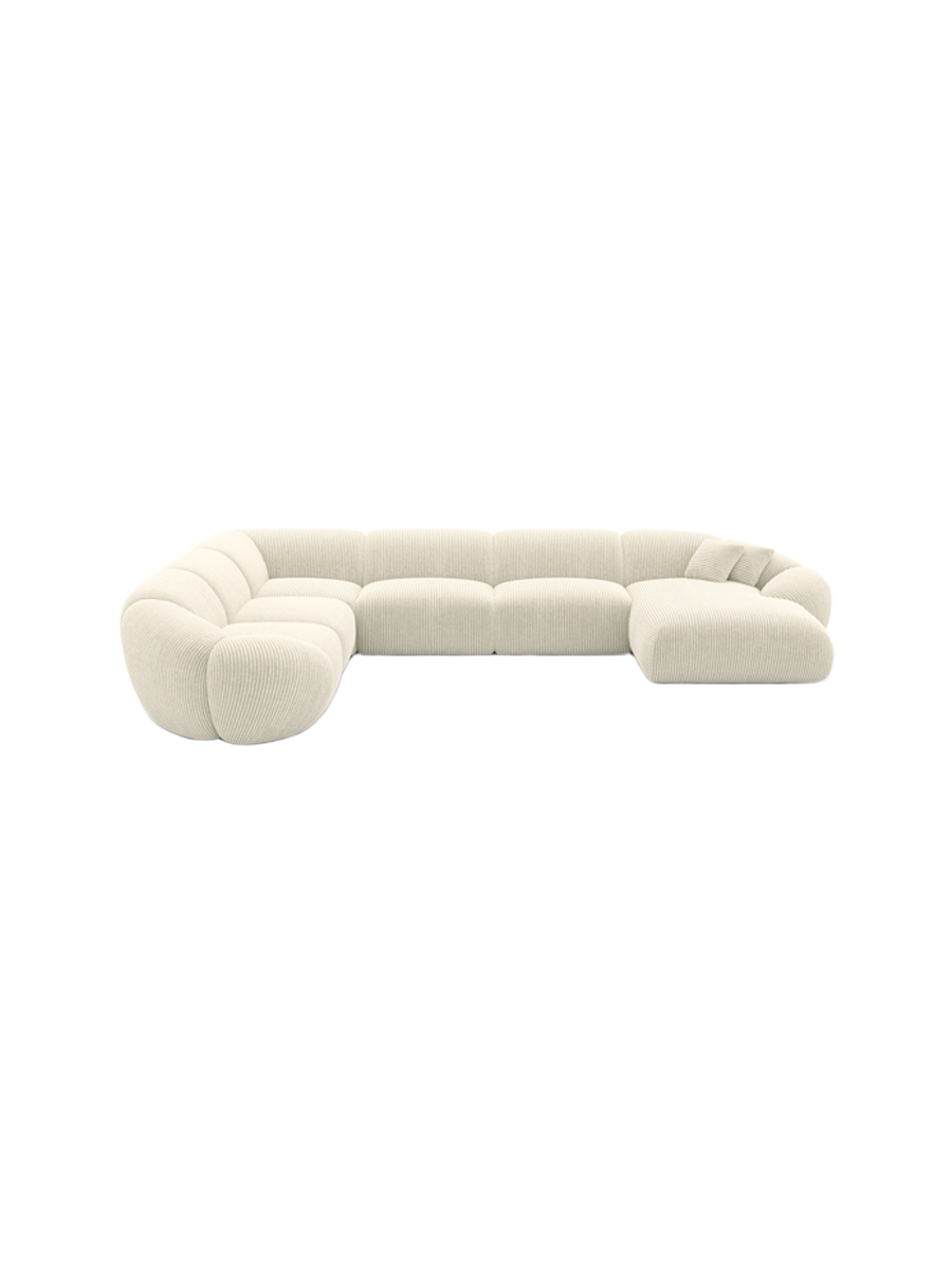 
7-Sitzer Design Panorama-Sofa „Arden XXL“, Cordsamt - Cordsamt Dunkelblau / Lange Seite links
